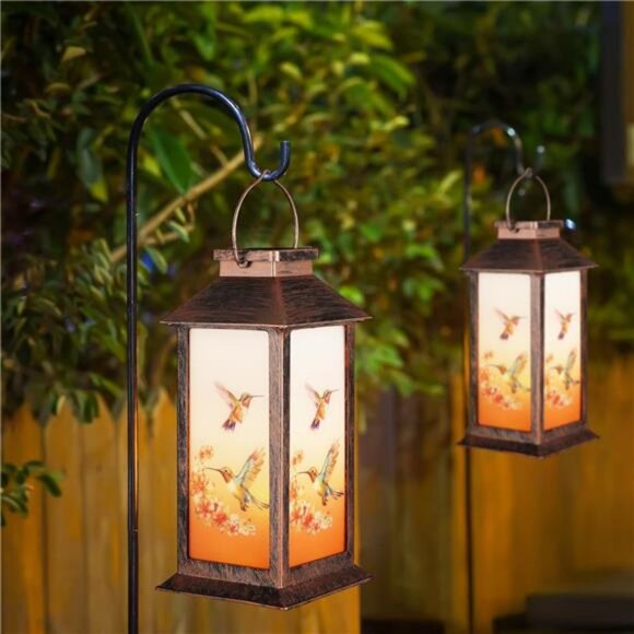 Solar Lantern Outdoor Waterproof Hummingbird Garden Decor Birthday Gifts - Picture 4 of 8